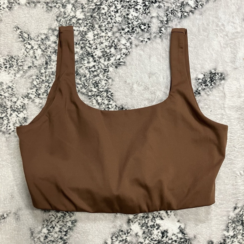 Madewell‎ MWL Brown Sports Bra Womens Size Medium Scoop Neck Lounge Yog